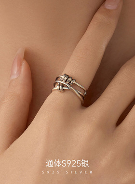 日系topwhit925银串珠多层戒指女时尚个性开口食指戒ins潮指环