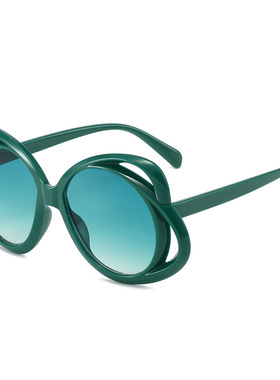 日本topwhit新款欧美时尚椭圆框墨镜女个性镂空太阳镜女sunglass