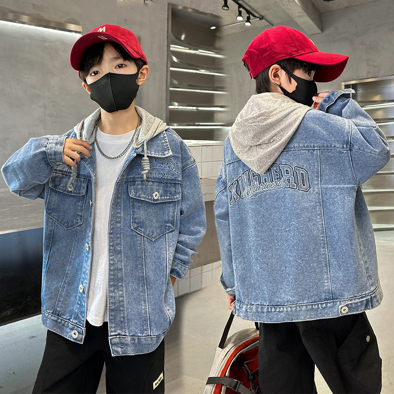 中大儿童男装一米二三四五六年级七八九十岁小孩春秋衣服牛仔外套