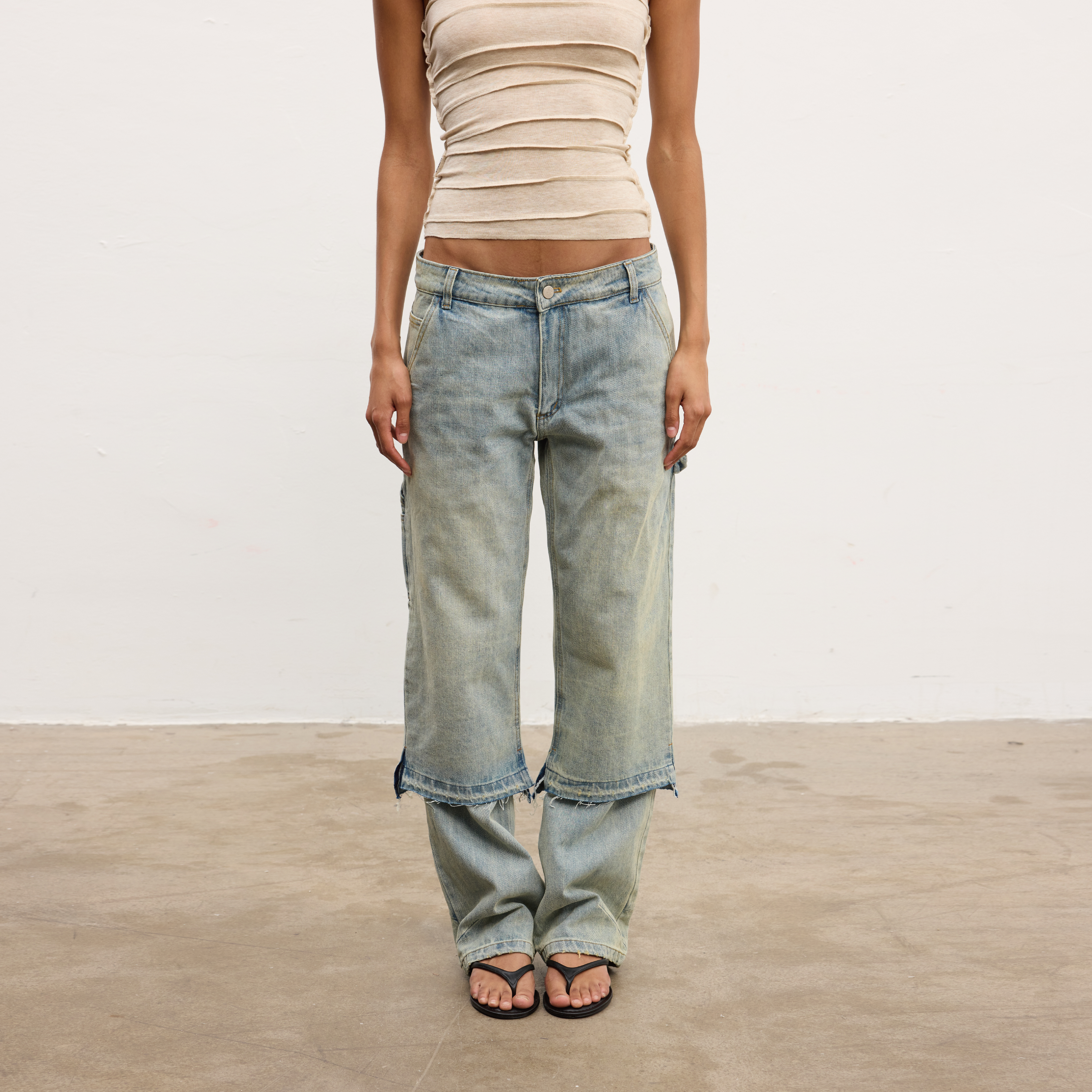 WILDERSHORE双层裤腿洗水牛仔裤