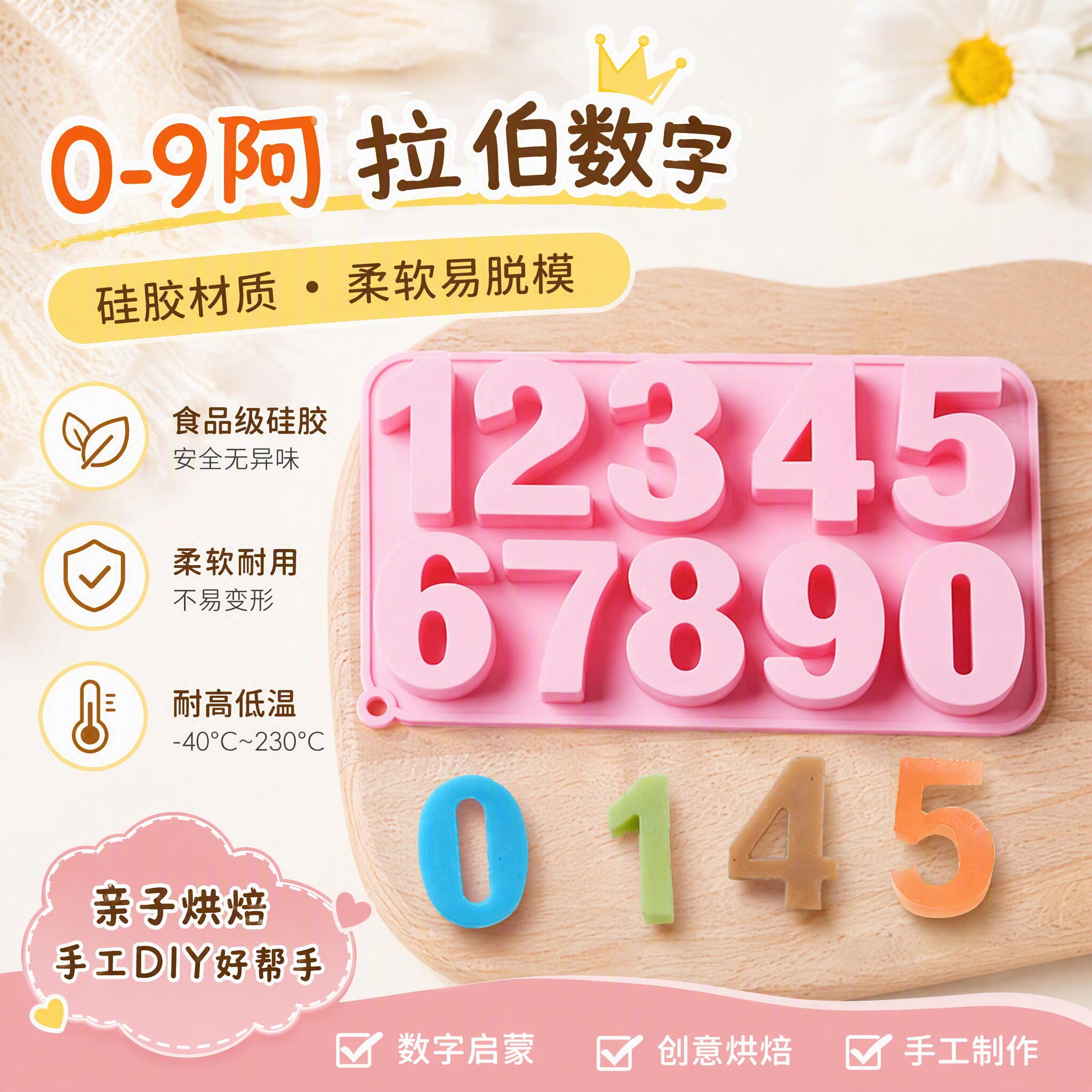 创意数字硅胶制生日蛋糕烘焙模具图片