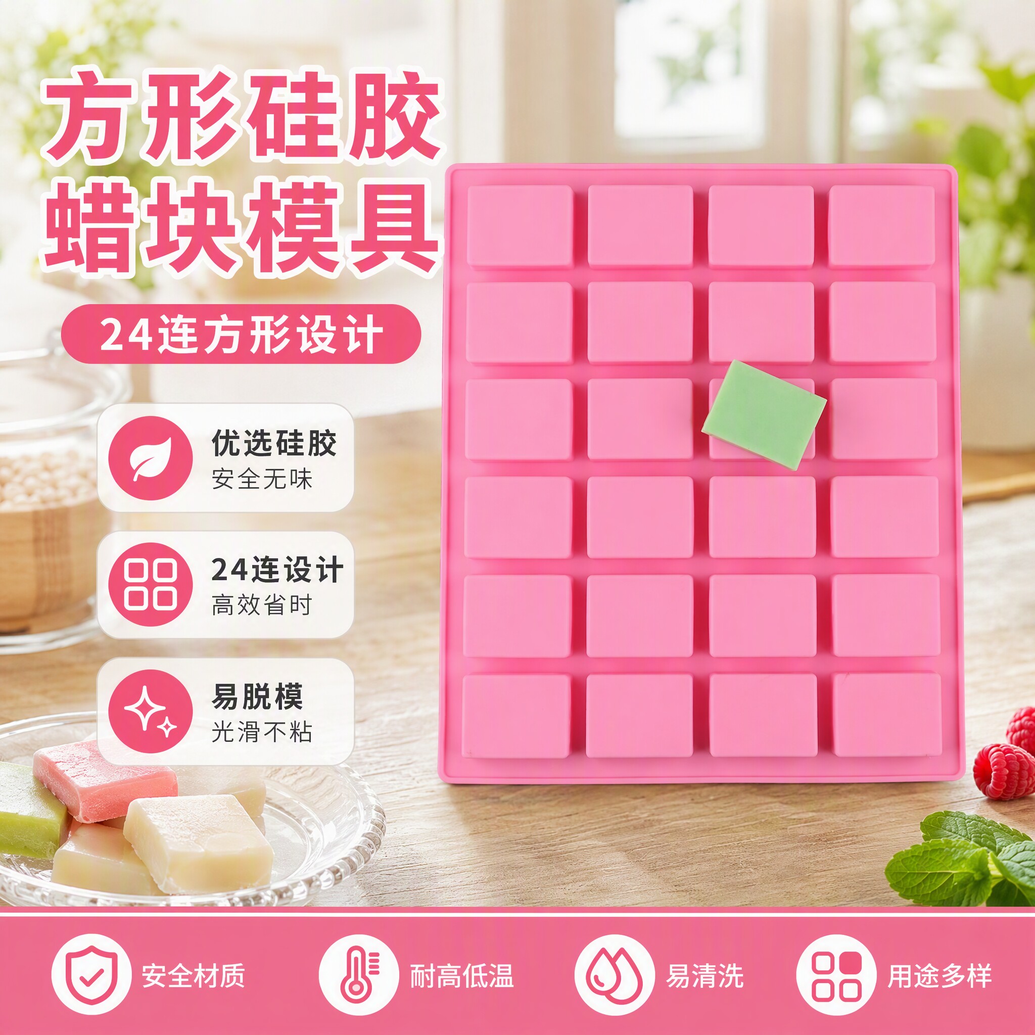创意长方形硅胶蒸马蹄糕桂花糕自制红糖姜糖巧克力烘焙模具食品级