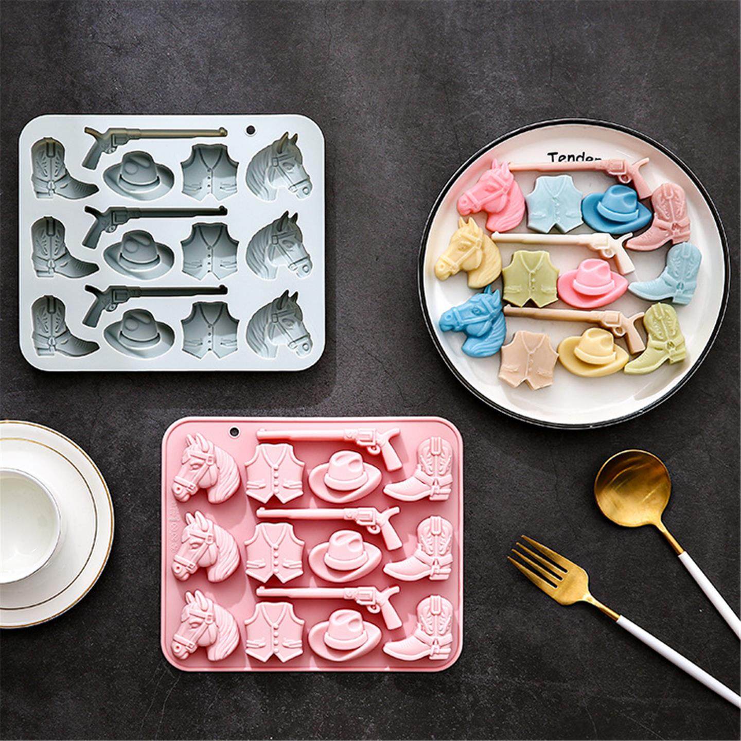 新品 15连西部牛仔主题造型硅胶模具巧克力模滴胶冰块格蛋糕模具,厨房/烹饪用具,烘焙模具,淘宝优惠券,粉丝福利购,淘宝优惠卷