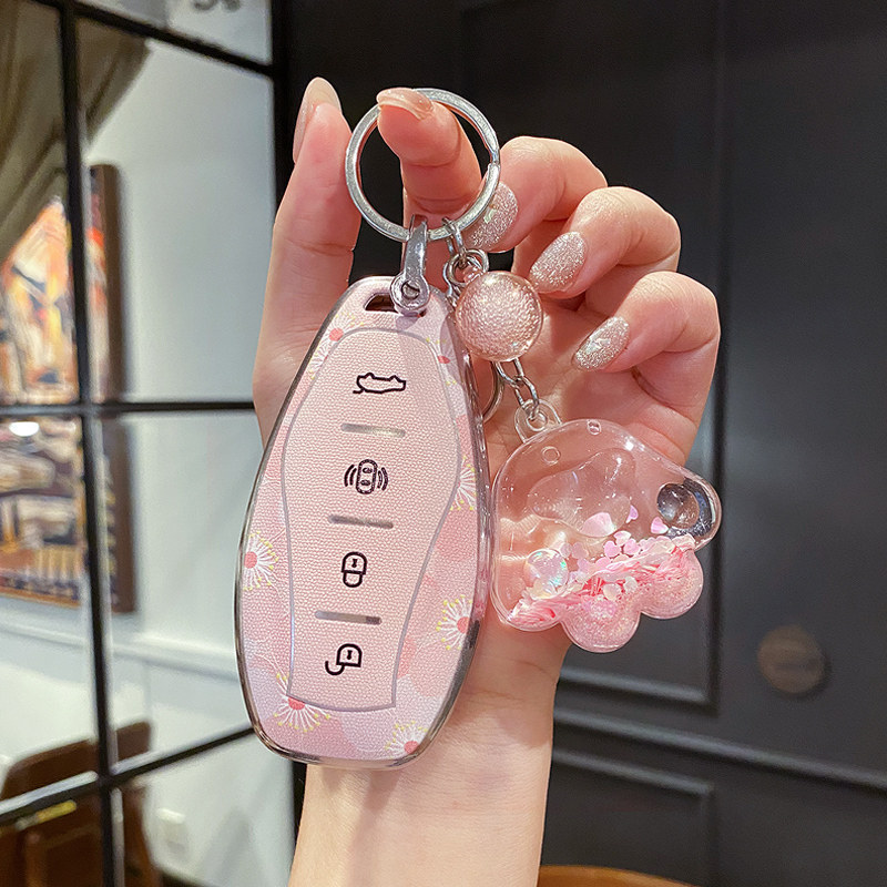 可爱招财猫樱花元素|红旗钥匙套图片