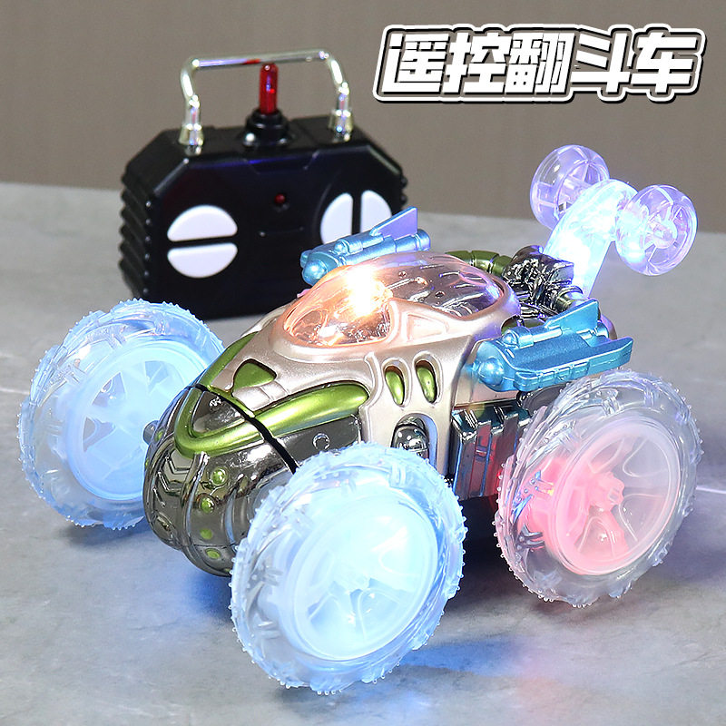 2.4G遥控电动特技翻斗车灯光音乐翻滚儿童玩具车生日礼物遥控车