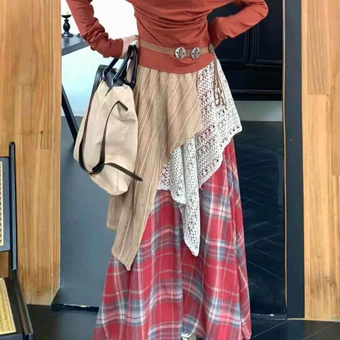 不规则A型格纹森女半身裙女2025春夏季新款显瘦百搭高腰长裙拼接,女装/女士精品,半身裙,淘宝优惠券,粉丝福利购,淘宝优惠卷