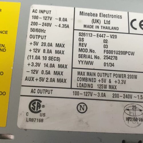 S26113-E447-V20 富士通工控机电源 200W工业电源