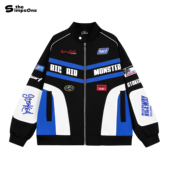 辛普森一家2026新款 美式 拼接撞色夹克外套男复古嘻哈赛车机车上衣