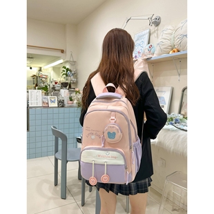 官方正品书包初中女生高中学生大容量防水双肩背包百搭高颜值小学