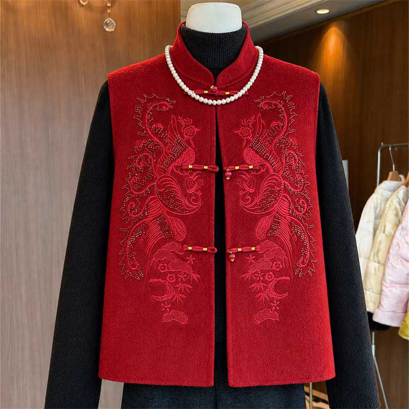 官方正品轻奢妈妈婚宴礼服马甲外套女2026秋冬新款中年女装新中式