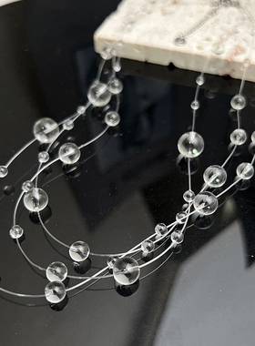 韩国网红爆款大小透明球球项链