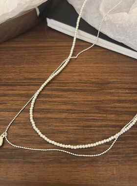 简约心形蛇骨链珍珠项链