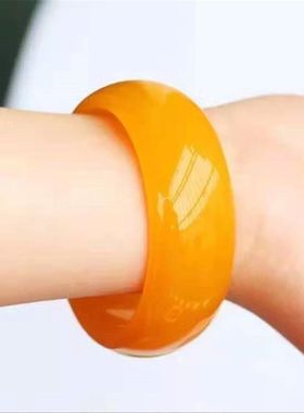 天然玉石手镯新疆加宽金丝玉手镯黄色手镯新疆和田戈壁金丝玉手镯