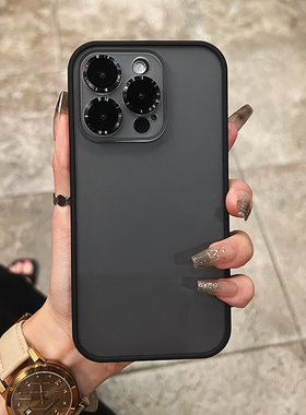 轩晴适用于iphone17pro手机壳16全包镜头膜高级15磨砂苹果14proMax简约黑色13新款12高品质防摔保护套男女
