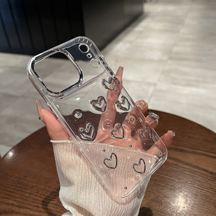 轩晴适用于iphone17air手机壳透明电镀爱心蝴蝶结16proMax金属镜头苹果15pro简约14软胶防摔保护套13 12新款