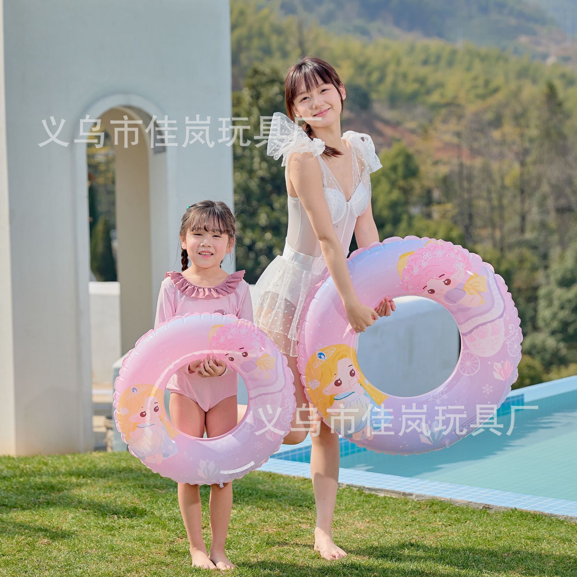 佳岚新品INS儿童游泳圈加厚款男女童冰雪公主充气泳圈小孩腋下圈
