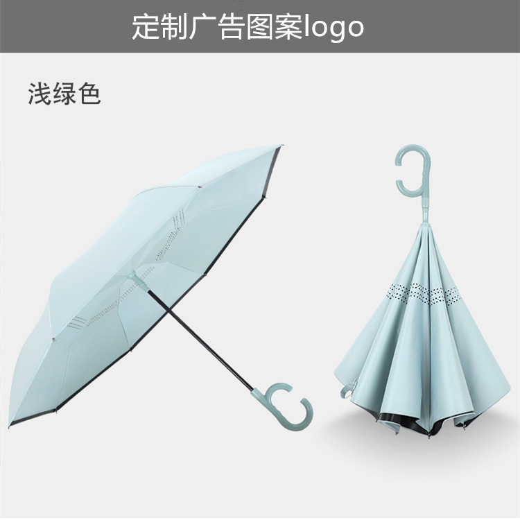 自动反向伞长柄双人车载伞黑胶防晒晴雨两用男女广告图案