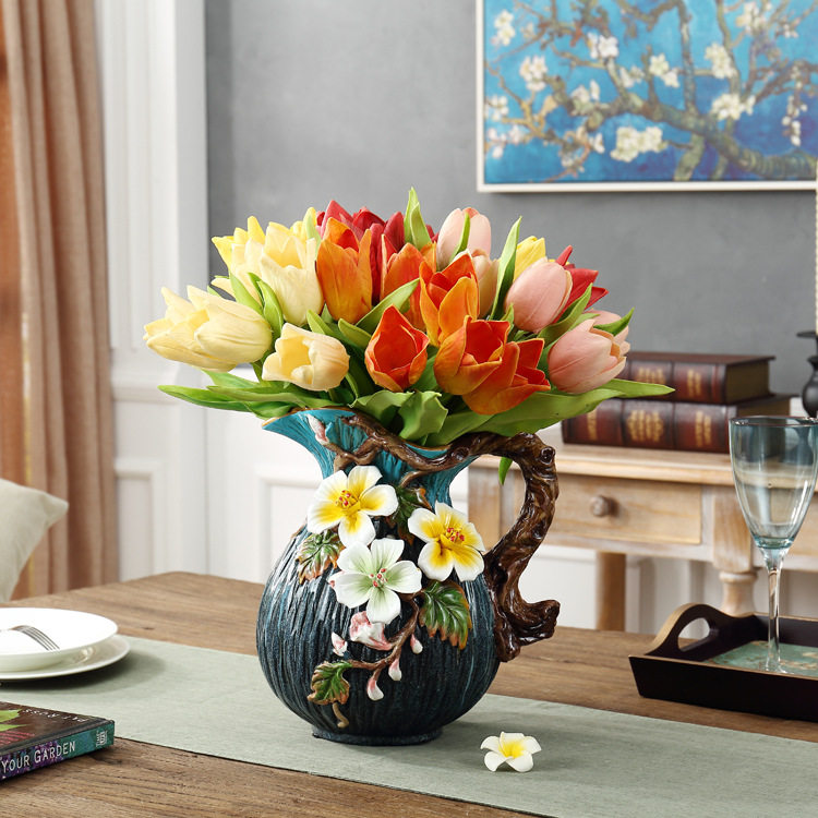 欧式复古花瓶陶瓷花器创意抽象手工插花摆件办公家居装饰软装容器