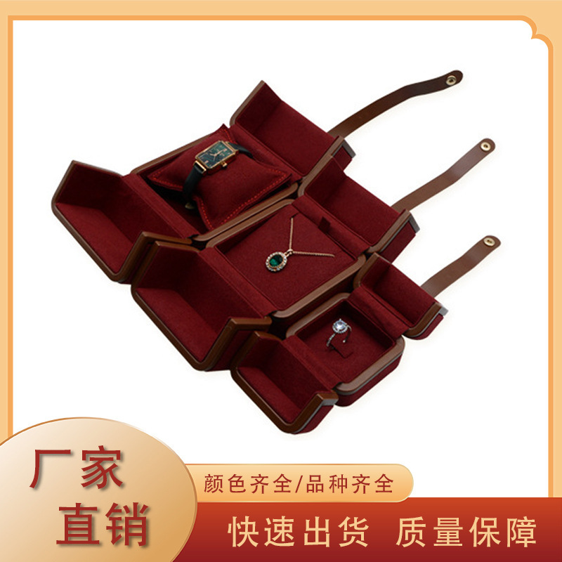 手镯手表收纳盒欧式古典墨绿色珠宝首饰盒双开两用吊坠戒指珠宝盒
