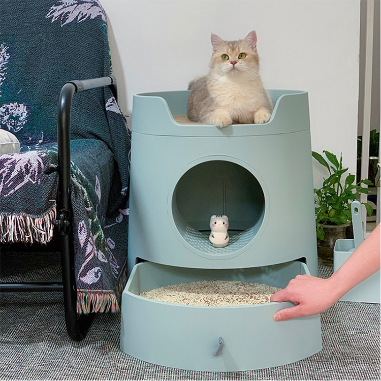 MAYITWILL米尾猫城堡猫砂盆猫窝组合半封闭抽屉式猫砂盆大号猫厕