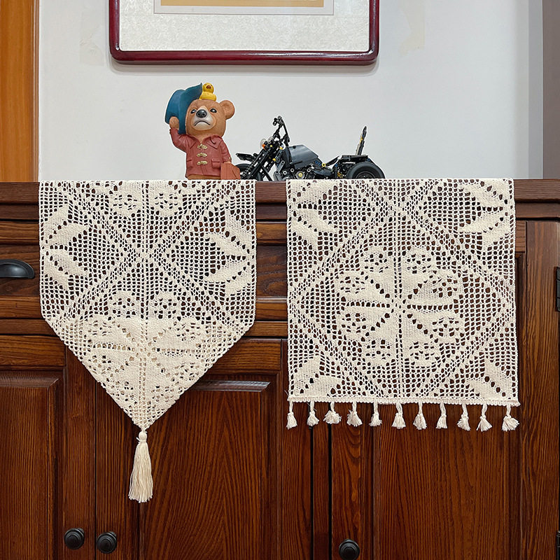 复古桌旗桌布装饰棉线钩针茶几斗柜盖巾文艺森系拍摄道具