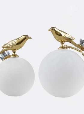 现代简约水晶铜小鸟铜章鱼小动物样板房台面摆件书房电视柜装饰