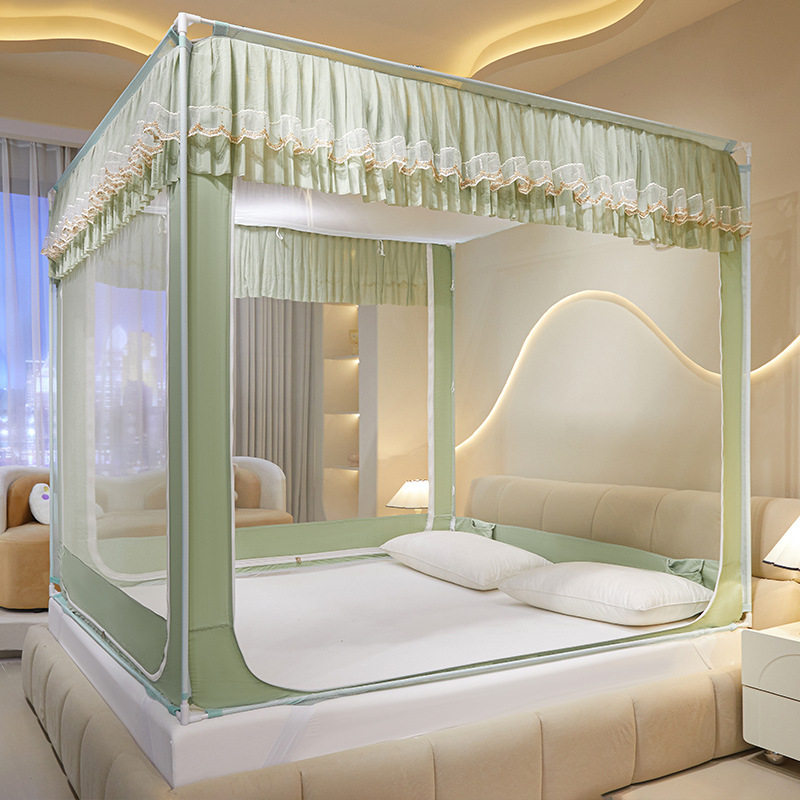 新款防摔蚊帐三开门蚊帐全包免安装加粗支架儿童卧室加密防蚊帐子