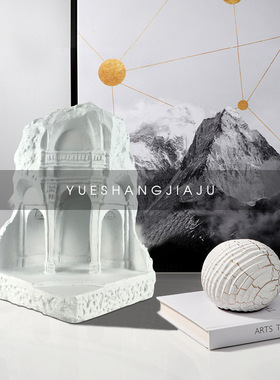 北欧简约现代创意树脂建筑房子摆件样板房客厅玄关书桌装饰艺术品