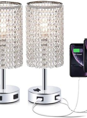 新品现代简约水晶台灯红色紫色绿色粉色浪漫床头台灯结婚新品