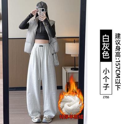 羊羔绒黑色卫裤女冬2025新款胖mm大码保暖棉裤加绒加厚弯刀运动裤