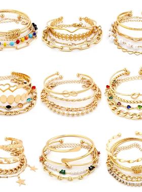 金属简约百搭手链女Twist metal simple diamond bracelets women