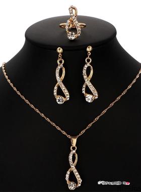 Wedding women crystal diamond earrings necklace jewelry set