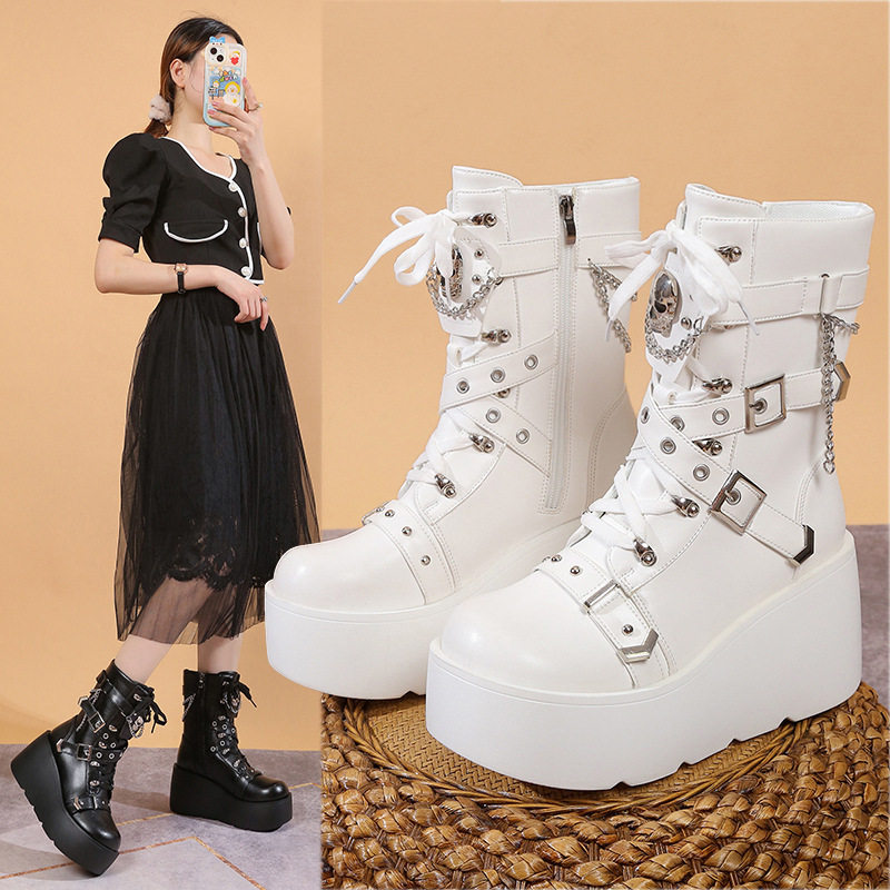 shoeswomen跨境坡跟骑士
