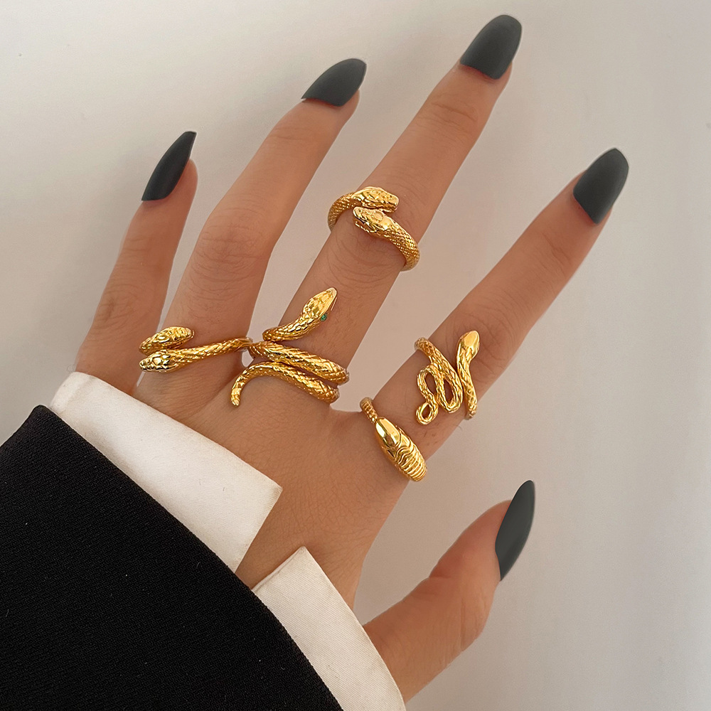 食指环戒指女款个性超细小蛇套装6件套金属关节戒指rings women