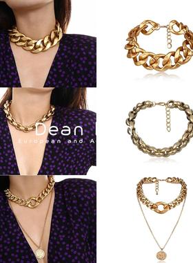 Punk personality Necklace girl women钛金网红粗链条项链女2020