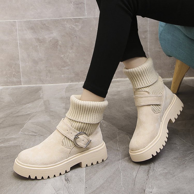 shoeswomen毛线口马丁靴