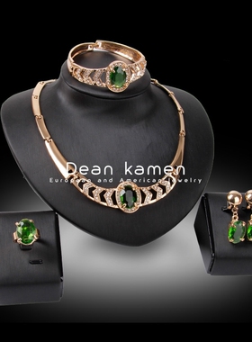 4件套项链水钻耳环Women's wedding accessories necklace rings