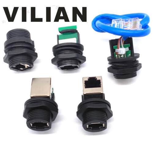 VILIAN-RJ45M20面板式以太网直通防水网络口DATA信号防水连接器