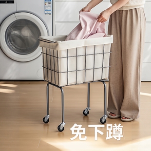 チュシンミ 布艺脏衣篓脏衣服收纳筐家用篮子推车带轮浴室置物架