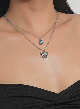 New metal double-layer clavicle chain temperament necklace