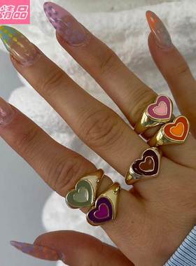 New product love rings sweet alloy heart-shaped ring jewelry