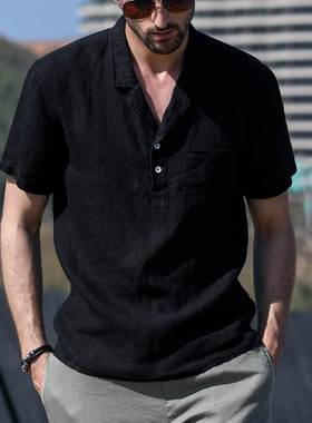 Shirt Men Classic summer Linen shirt camisa slim fit casual