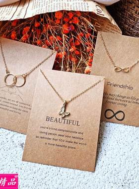 Simple clavicle chain vintage letter butterfly necklace 项链
