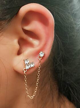 tassels chain ear-hook diamond earrings Ear Studs Female耳钉