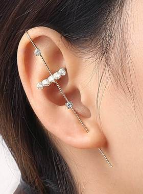Inlaid Diamond Ear Hook ear needle Women's Stud Earrings耳钉