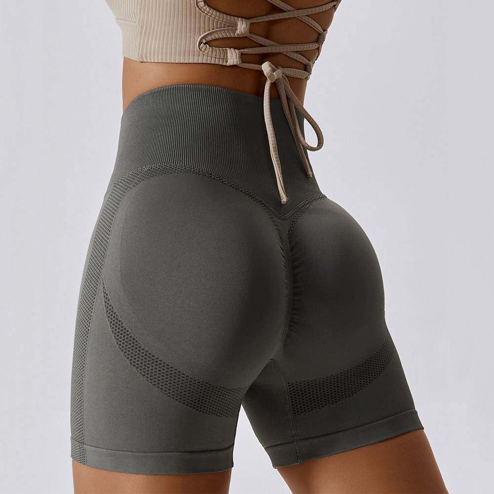 欧美蜜桃提臀健身短裤透气高腰收腹紧身瑜伽裤跑步运动四分裤撸铁