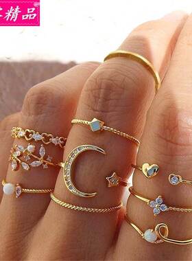 Pearl Leaves Creative Vintage Women's Knuckle Ring set