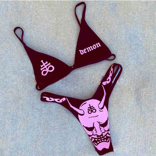 Women's Bikinis Summer Sexy Strange Comics Print Tube To