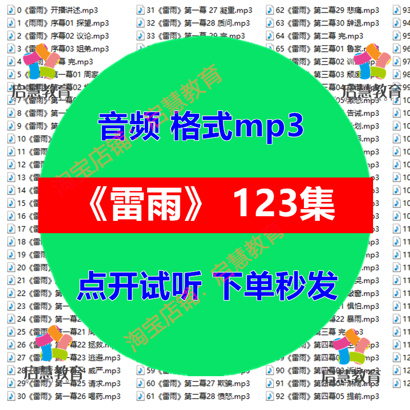 学生课外阅读名著雷雨音频mp3有声播讲录音素材中学生课后必读