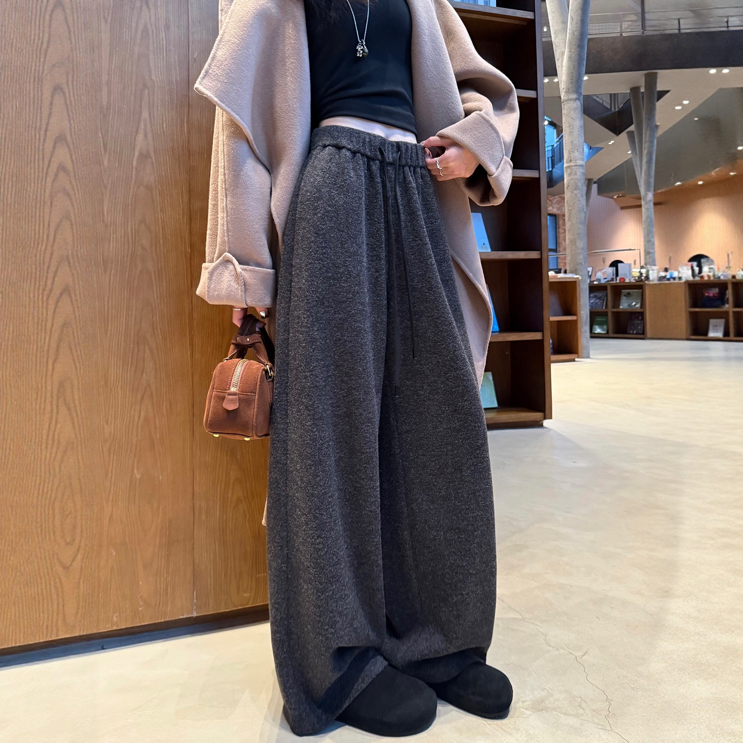 阔腿裤女秋冬新款垂感直筒裤子